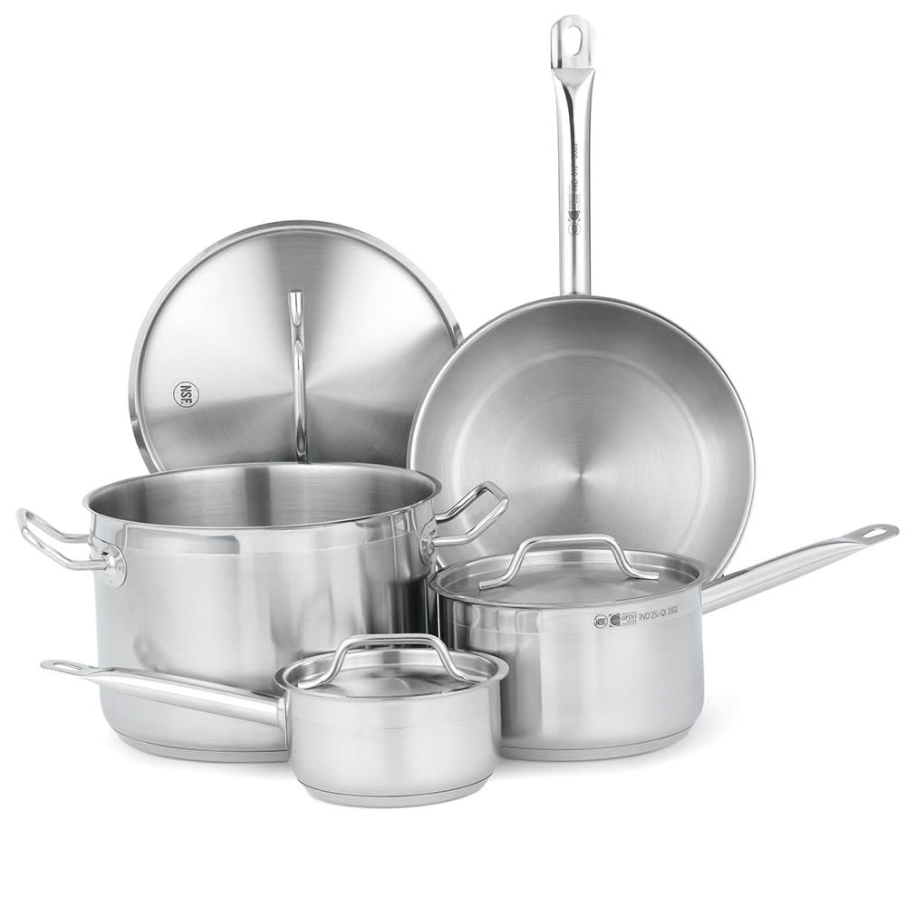 Vollrath Optio 2-Piece Induction Ready Stainless Steel Non-Stick Fry Pan  Set with Aluminum-Clad Bottom - 8 and 9 1/2 Frying Pans