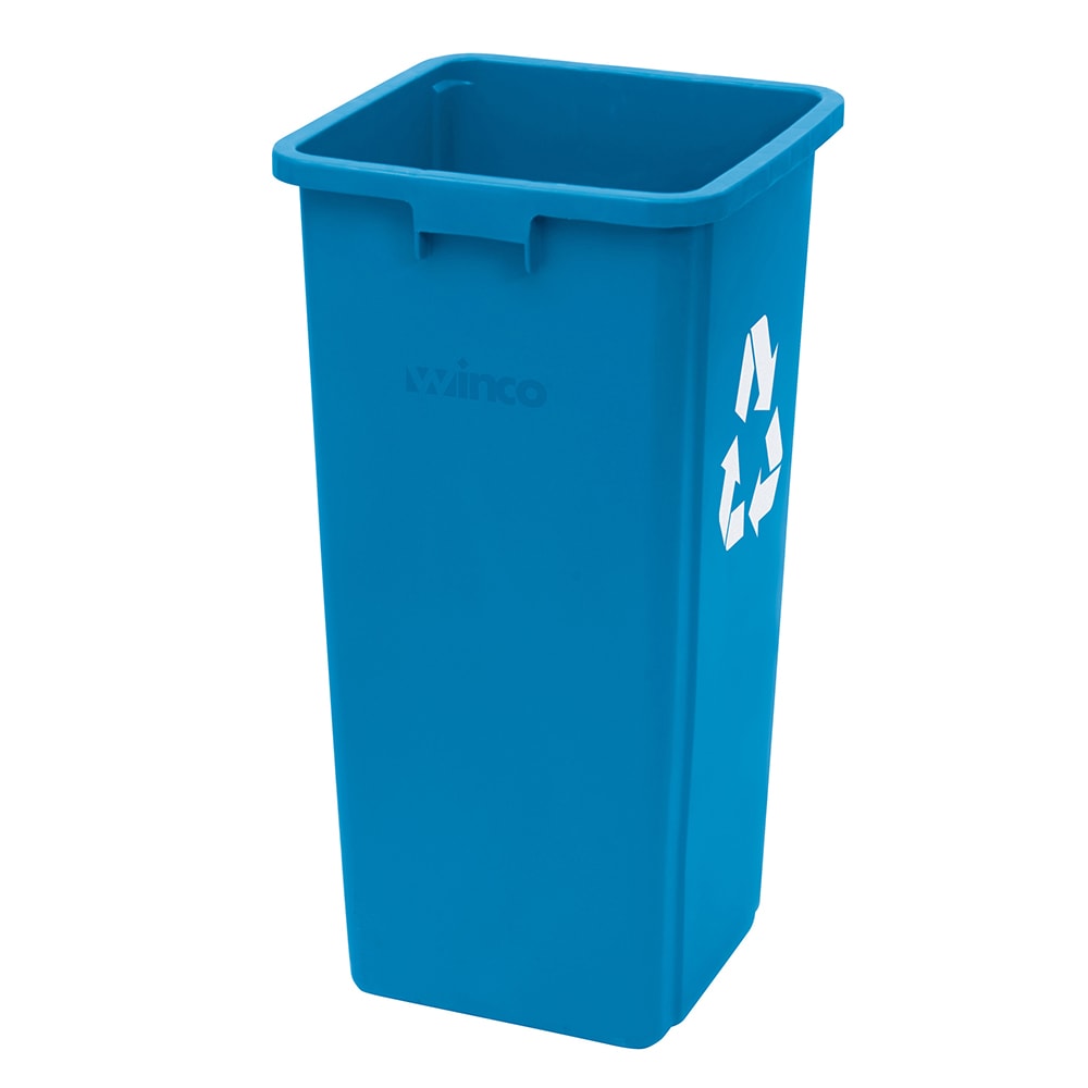 Winco PTCS-23G, 23 Gallon Gray Tall Square Plastic Trash Can