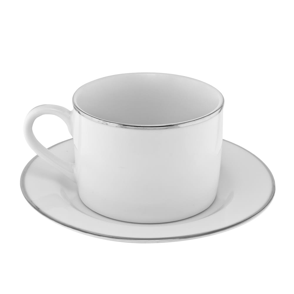 10 Strawberry Street WTR-CUP 4 oz Square Cup & Saucer Set - Porcelain, White