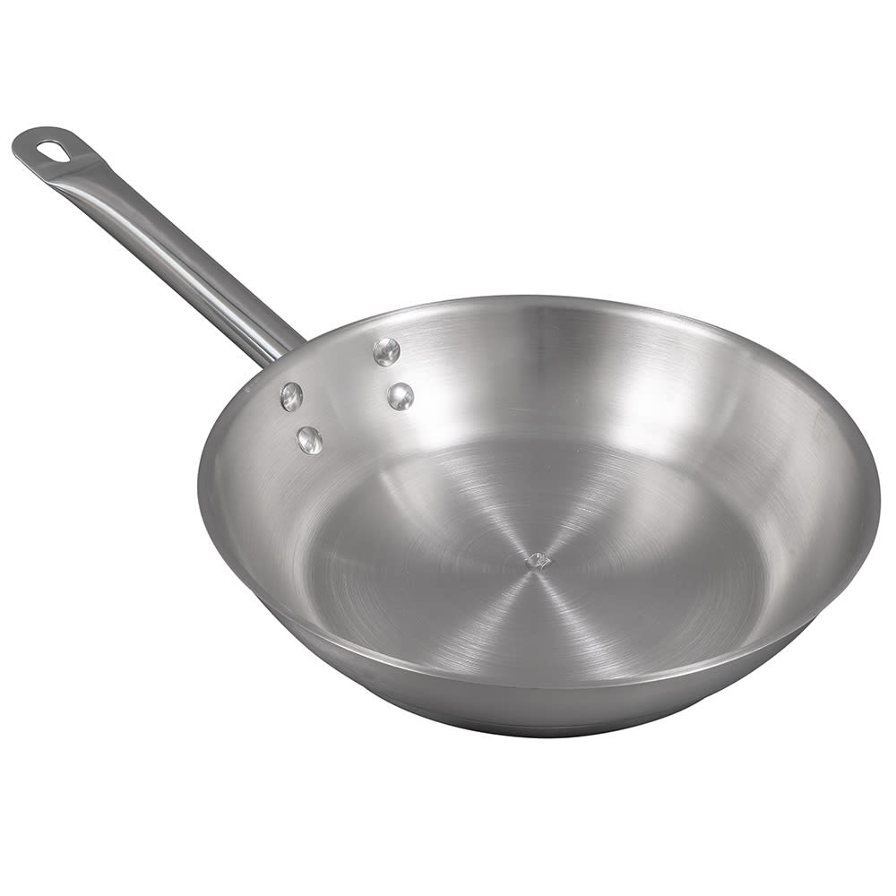Winco SSFP-14NS Stainless Steel 14-1/4 Non-Stick Induction Ready Fry Pan  with Helper Handle