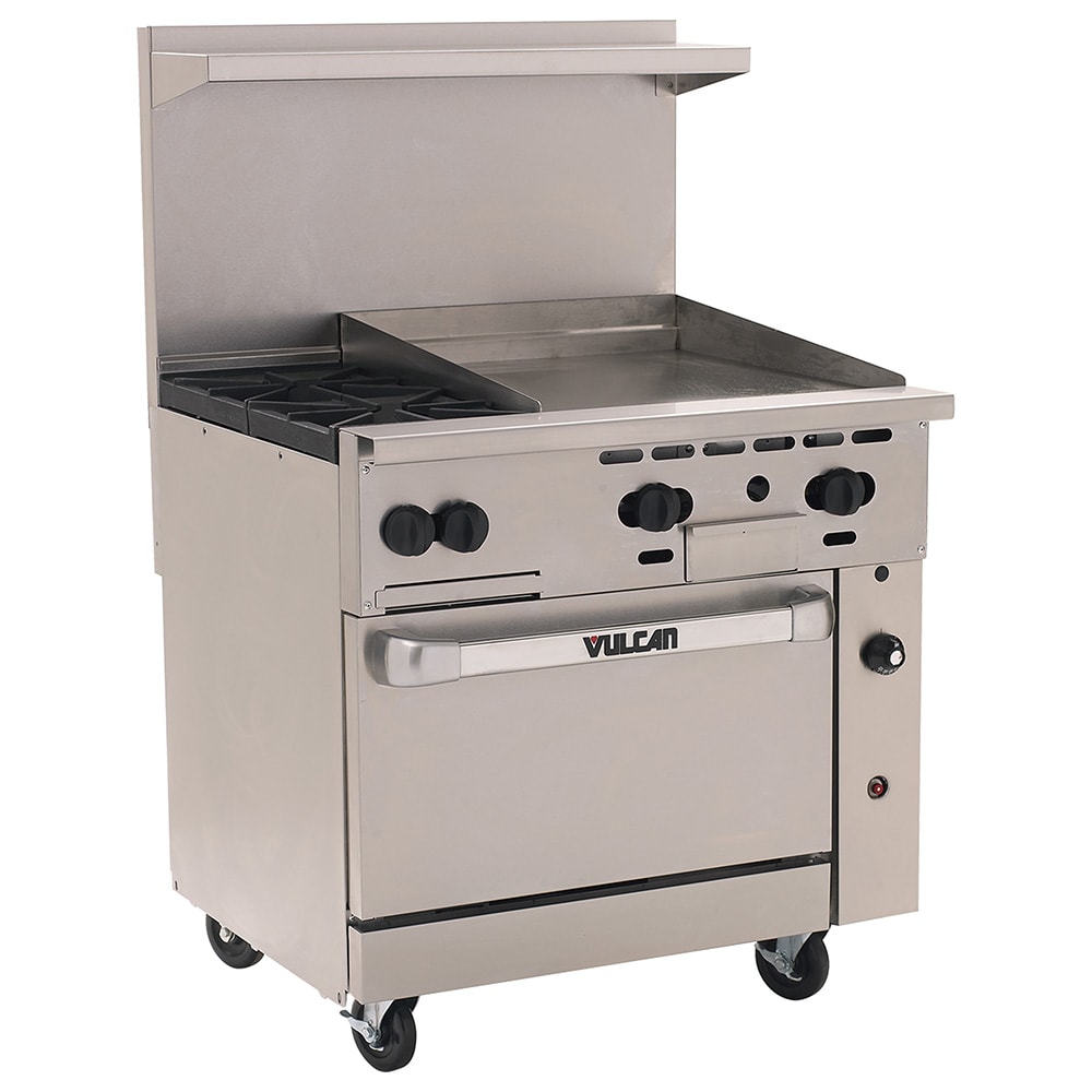 36 Commercial Stainless Steel Gas Range, 36 Griddle with Standard Oven