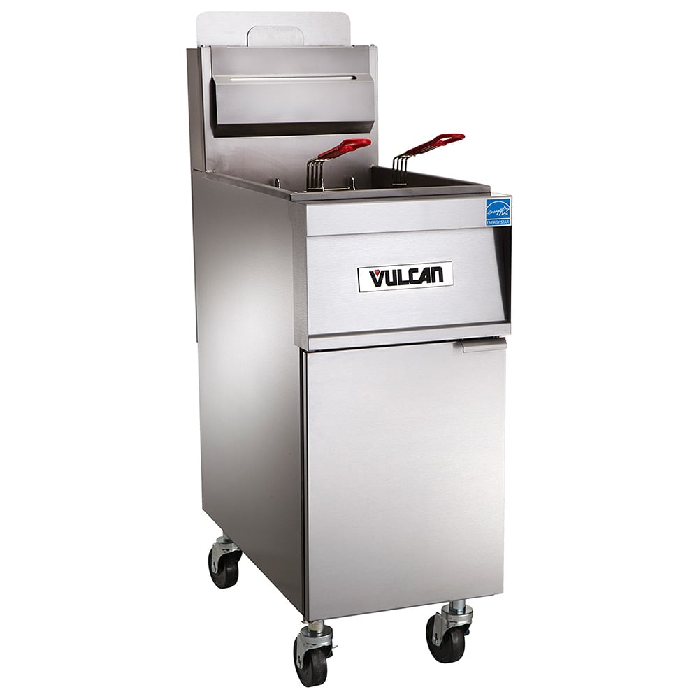 Vulcan 4TR45CF Gas Fryer - (4) 50 lb Vats, Floor Model, Liquid Propane