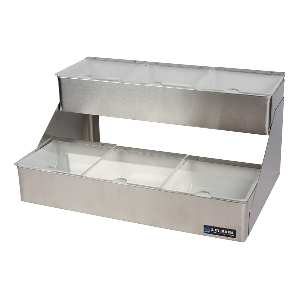 Bar Garnish Tray in Stainless Steel - 6 Compartments