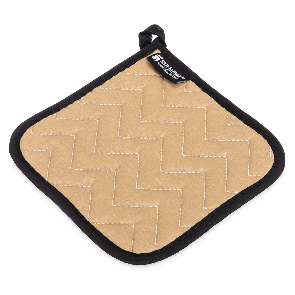 San Jamar 812TPH NonStick Coated Pot Holder, 7 x 7", Tan