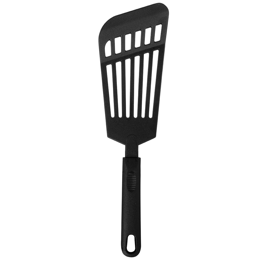 Tablecraft 10054 12 7/8 Black Silicone-Coated Stainless Steel Slotted  Spatula / Turner