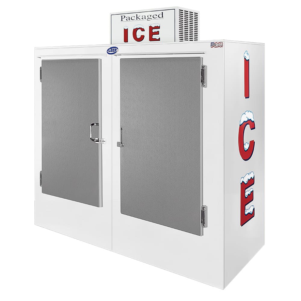 Leer, Inc. L060UASP 73 Outdoor Ice Merchandiser w/ (140) 10 lb Bag  Capacity - White, 120v