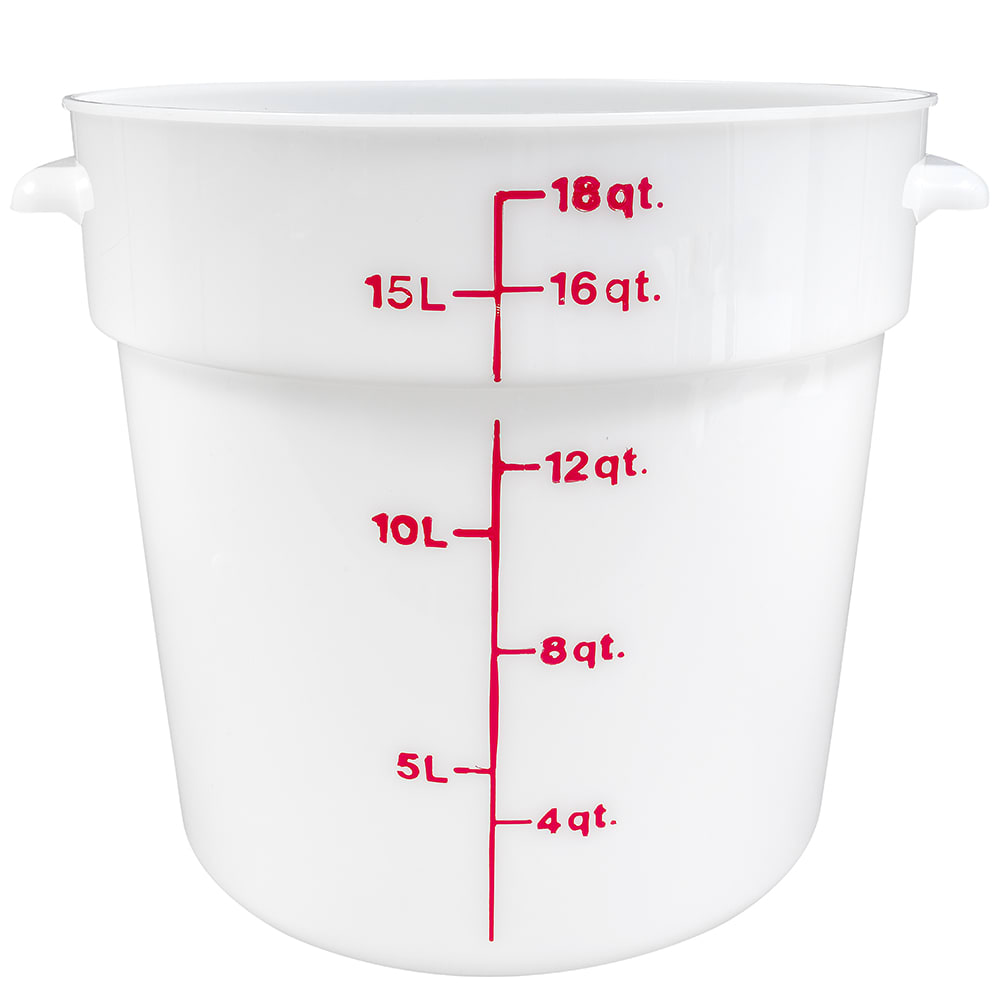 Cambro Poly Round Food Storage Containers, 18 qt, White, Pack