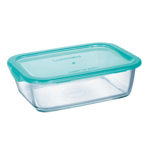 Arcoroc P5517 41 1/4 oz Rectangular Keep N Box Food Storage Container w/  Lid - 8 1/4 x 6, Glass