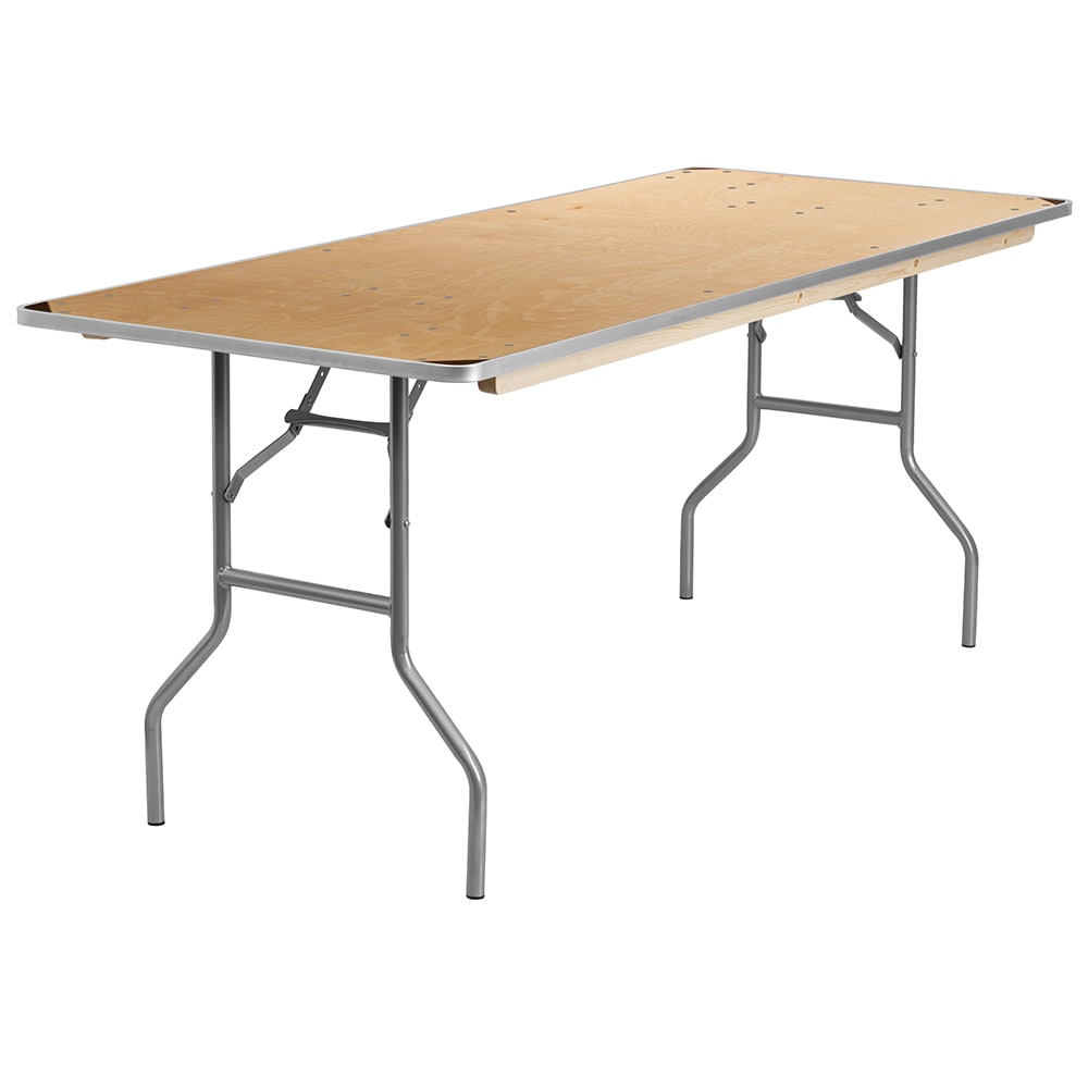 30 x 72 Rectangular Heavy Duty Birchwood Folding Banquet Table with Metal, image size:1000x1000