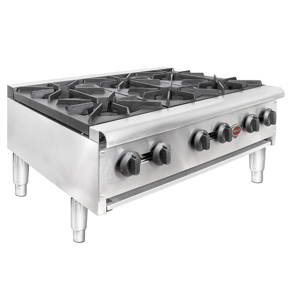 Gas Countertop Hot Plate | Model HDHP3630G | Six Burners | Wells