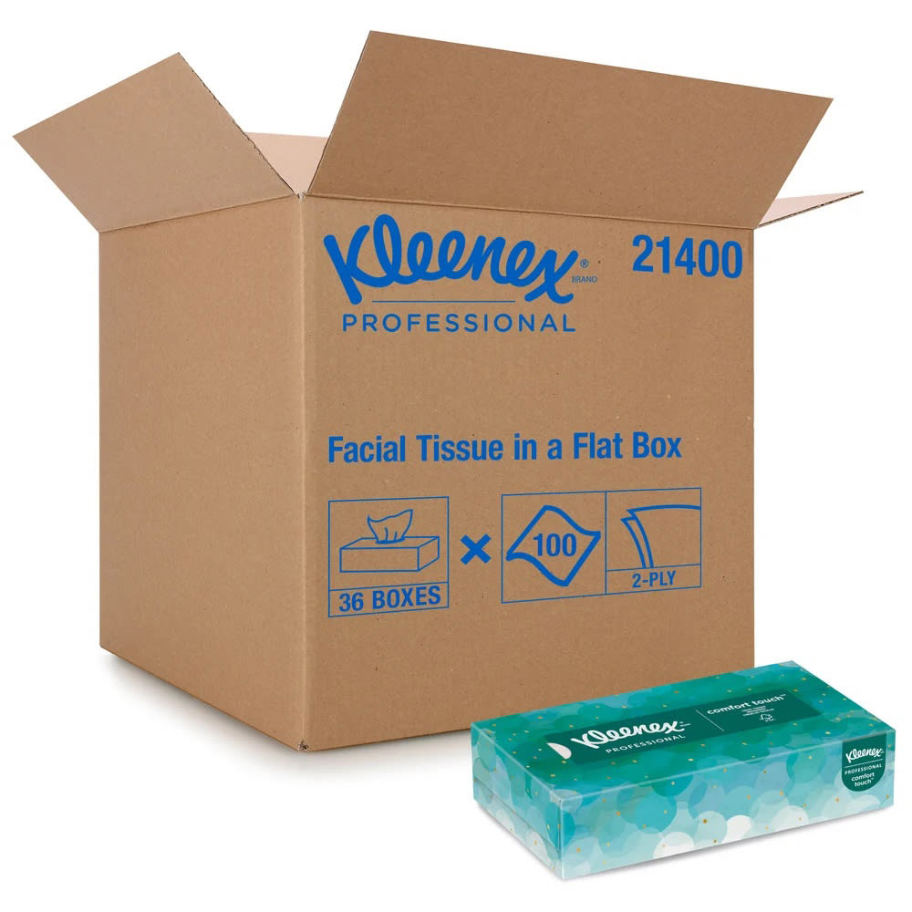 Kimberly-Clark Kleenex® 2 ply Facial Tissues - Flat Box, White (21400)