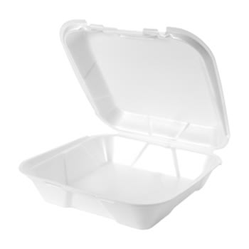 9.25 x 9.25 x 3 Foam Hinged Food Carryout Container - 1 Compartment