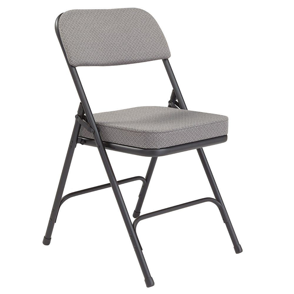 National Public Seating 3212 Folding Chair w/ Charcoal Gray Fabric Back ...