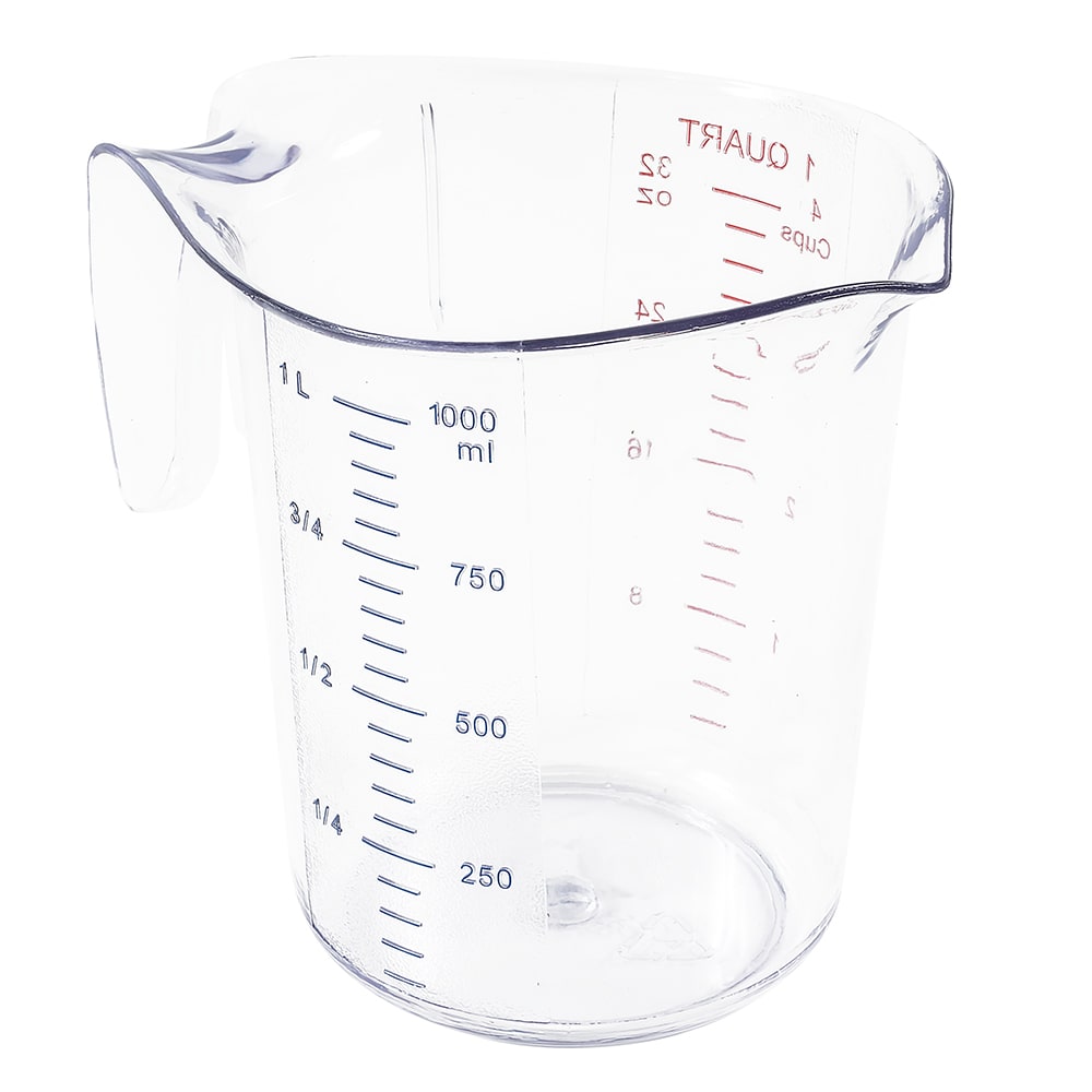RW Base 1 qt Clear Plastic Measuring Cup - 10 count box