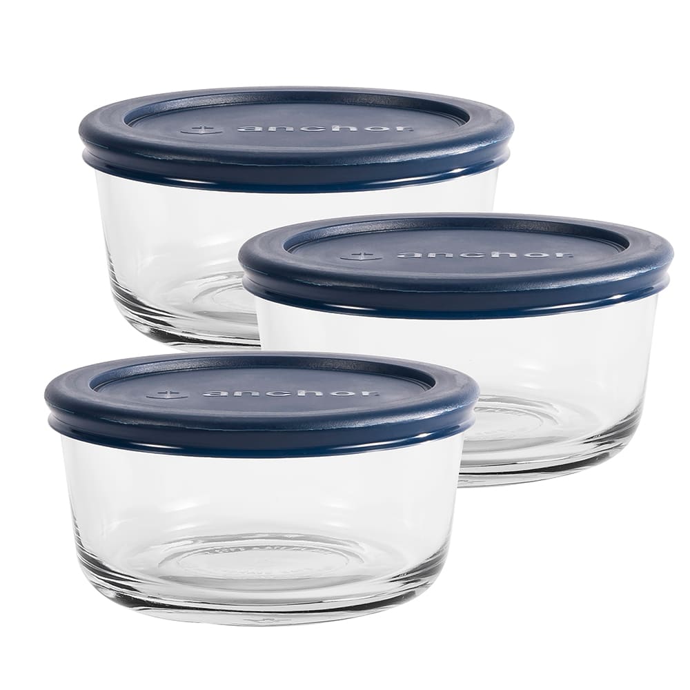 Anchor 85914L20 11 cup Rectangular Food Storage Glass w/ Blue Lid