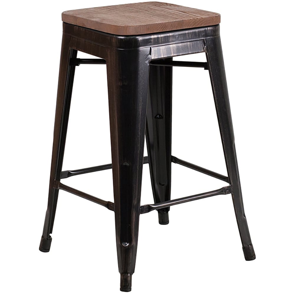 Flash Furniture CH-31320-24-BQ-WD-GG Counter Height Backless Stool