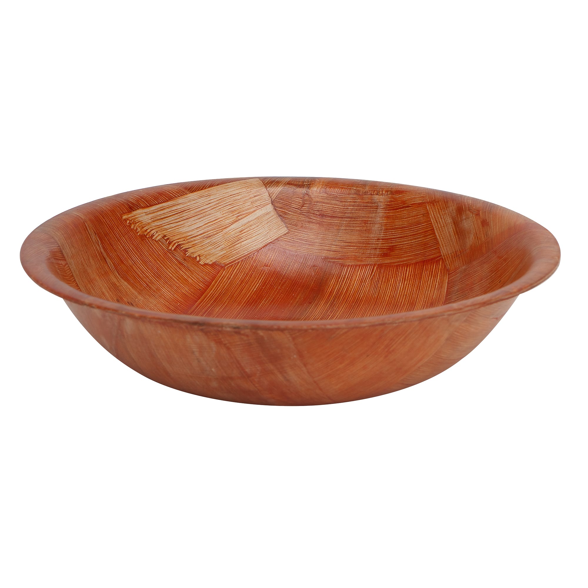 Tablecraft 205 5 12 Woven Wood Salad Bowl Mahogany Round Bottom 4 Ply 7922