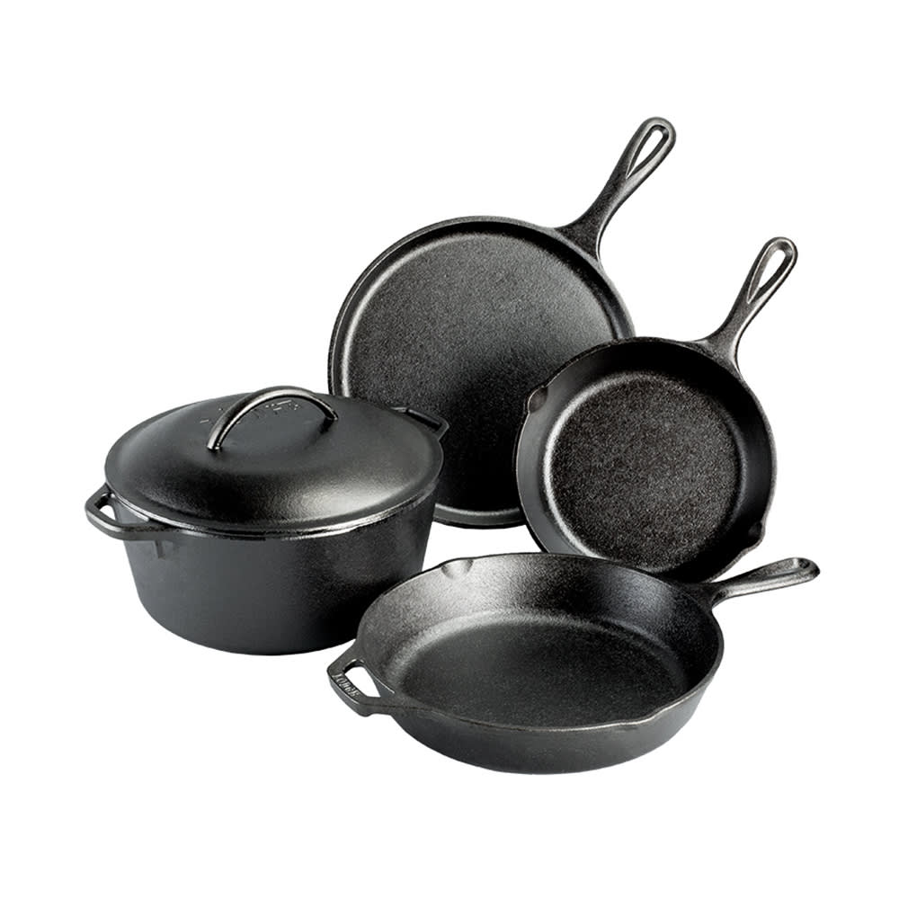 Lodge Cast Iron 7 Piece Set 10 1/4 Skillet 10 1/2 Griddle 10 1/4