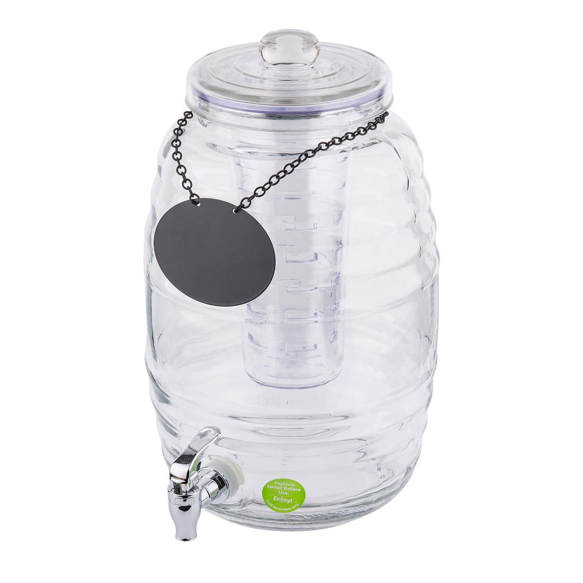 Anchor 93339AHG17 Heritage Hill 2 Gallon Round Glass Beverage Dispenser - Clear, w/ Spigot