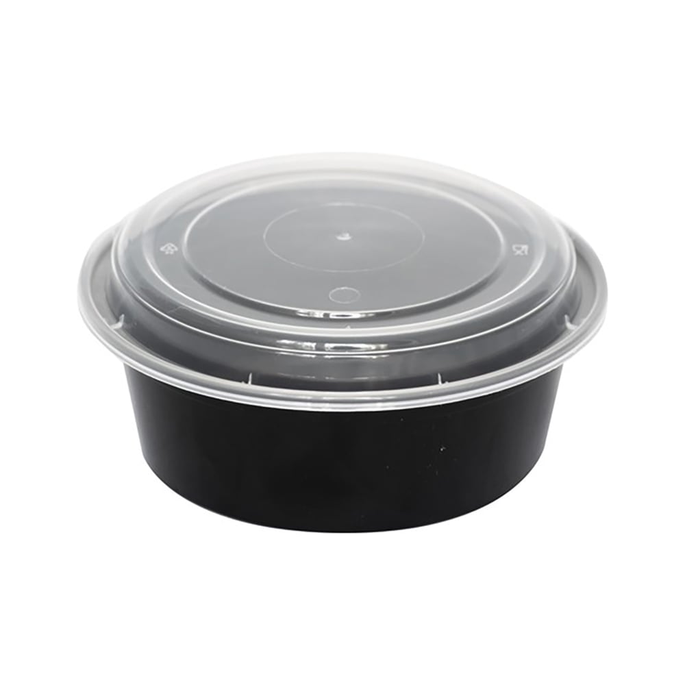 ITI TG PP 24 R 24 Oz Round To Go Container W Lid Plastic Black