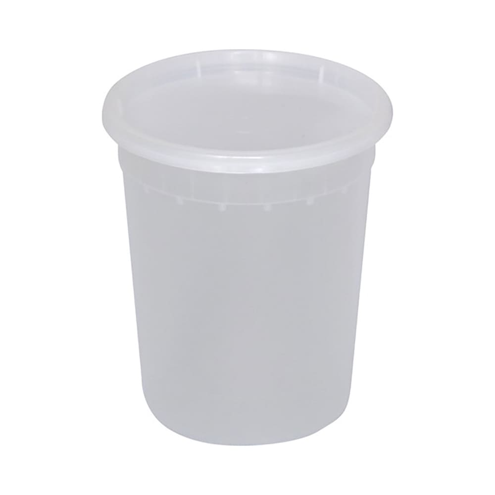 32 oz Microwavable Translucent Plastic Deli Container and Lid