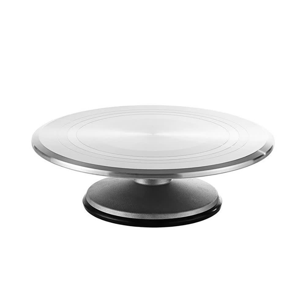 Ibell rotating cake stand 30 cm premium glass and stainless steel cake  turntable revolving decorating cake stand vase with 360 degree rotation and  30 cm diameter marble white | iBELL Home Appliances