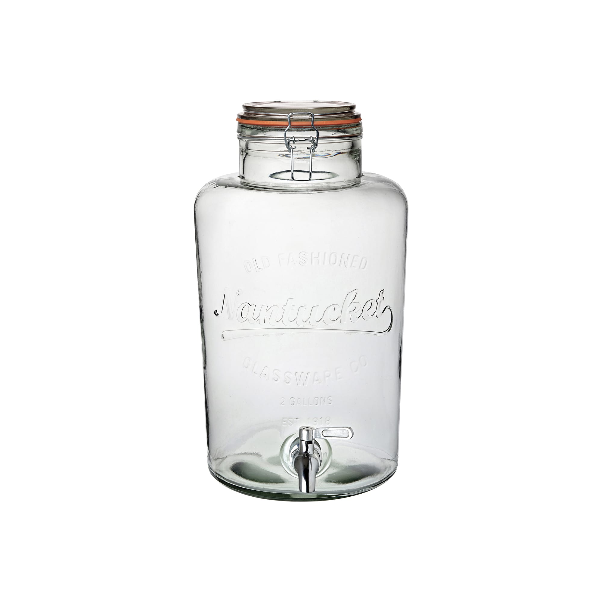 Anchor 93339AHG17 Heritage Hill 2 Gallon Round Glass Beverage Dispenser - Clear, w/ Spigot