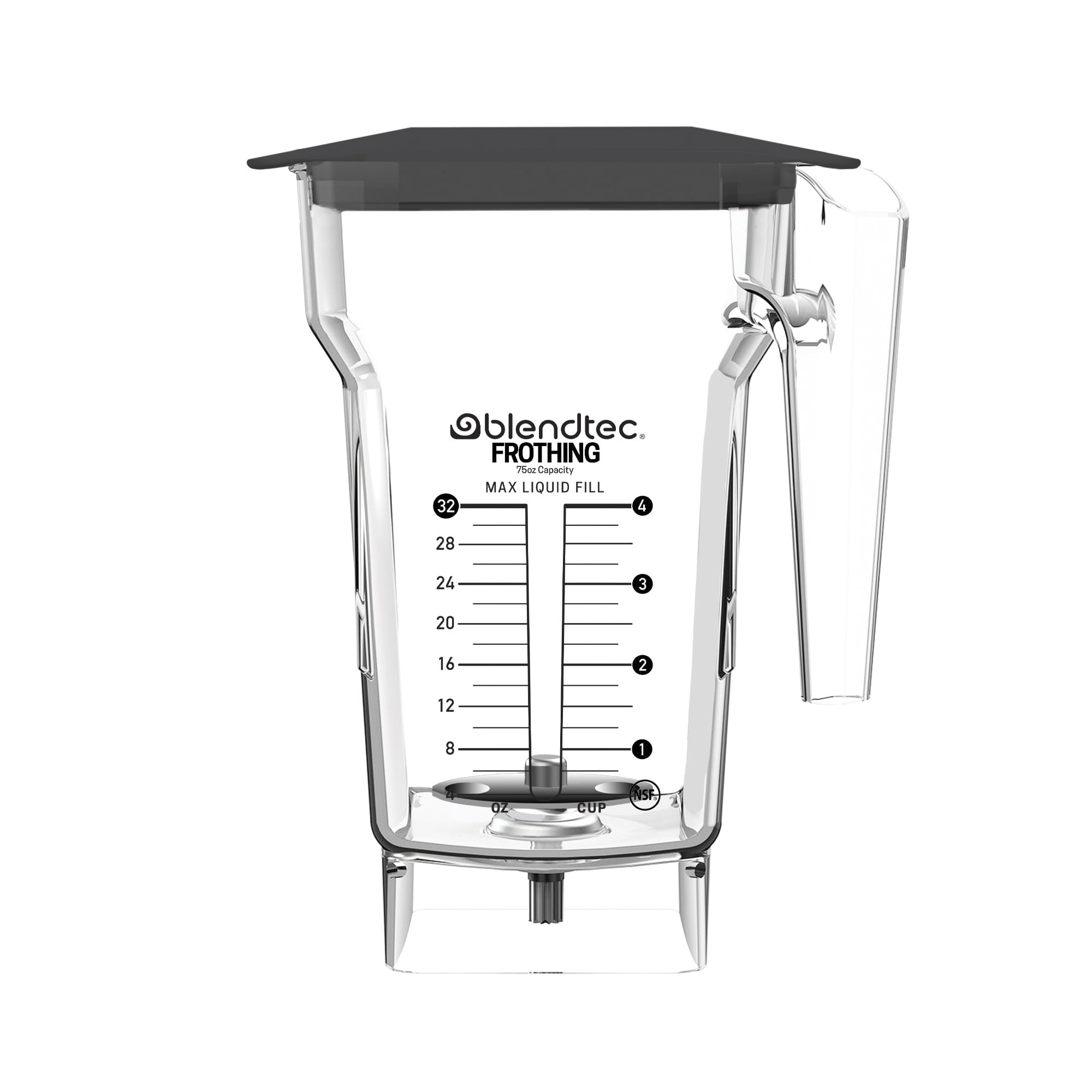 Blendtec 4071220 75 oz Frothing Jar Kit w/ Black Hard Lid Tritan, Clear