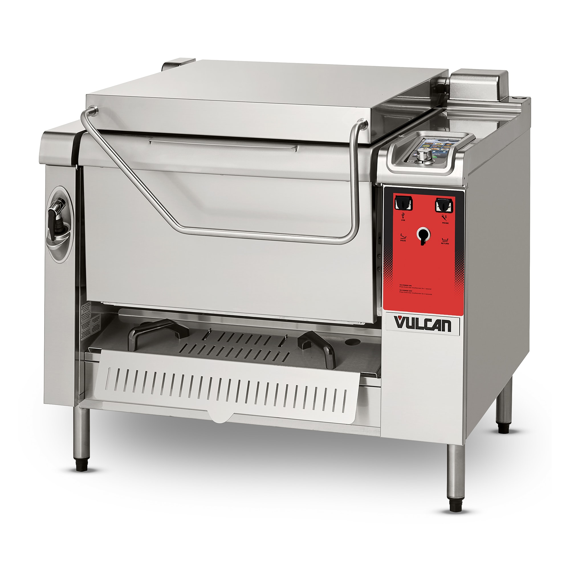 Vulcan VPP28E-208 28 gal. Tilt Skillet - Open Base, Strainer, 208v