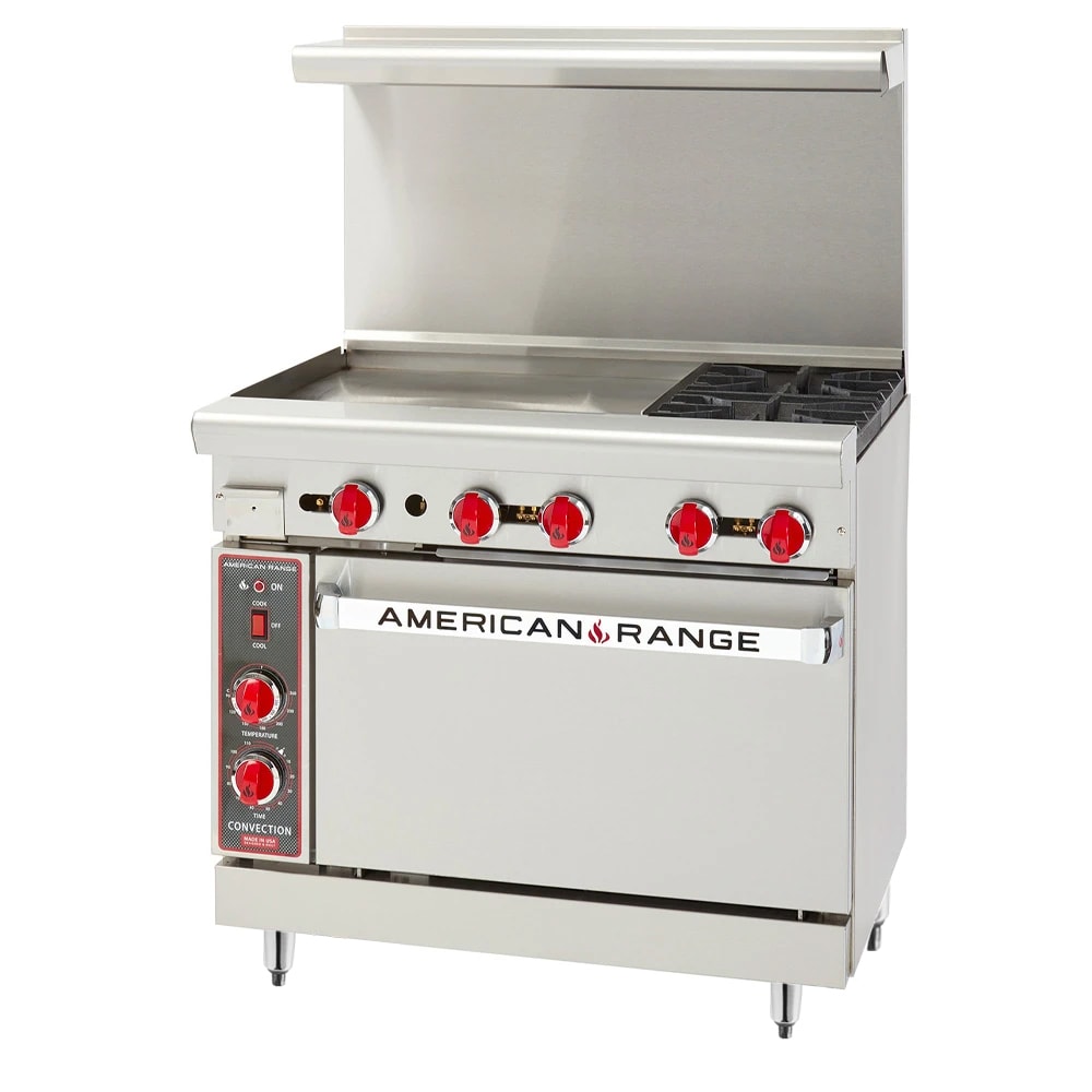 Commercial 2 Burner 24 Griddle Gas Range Std Oven Asber USA AEMR-G24-B2-36H