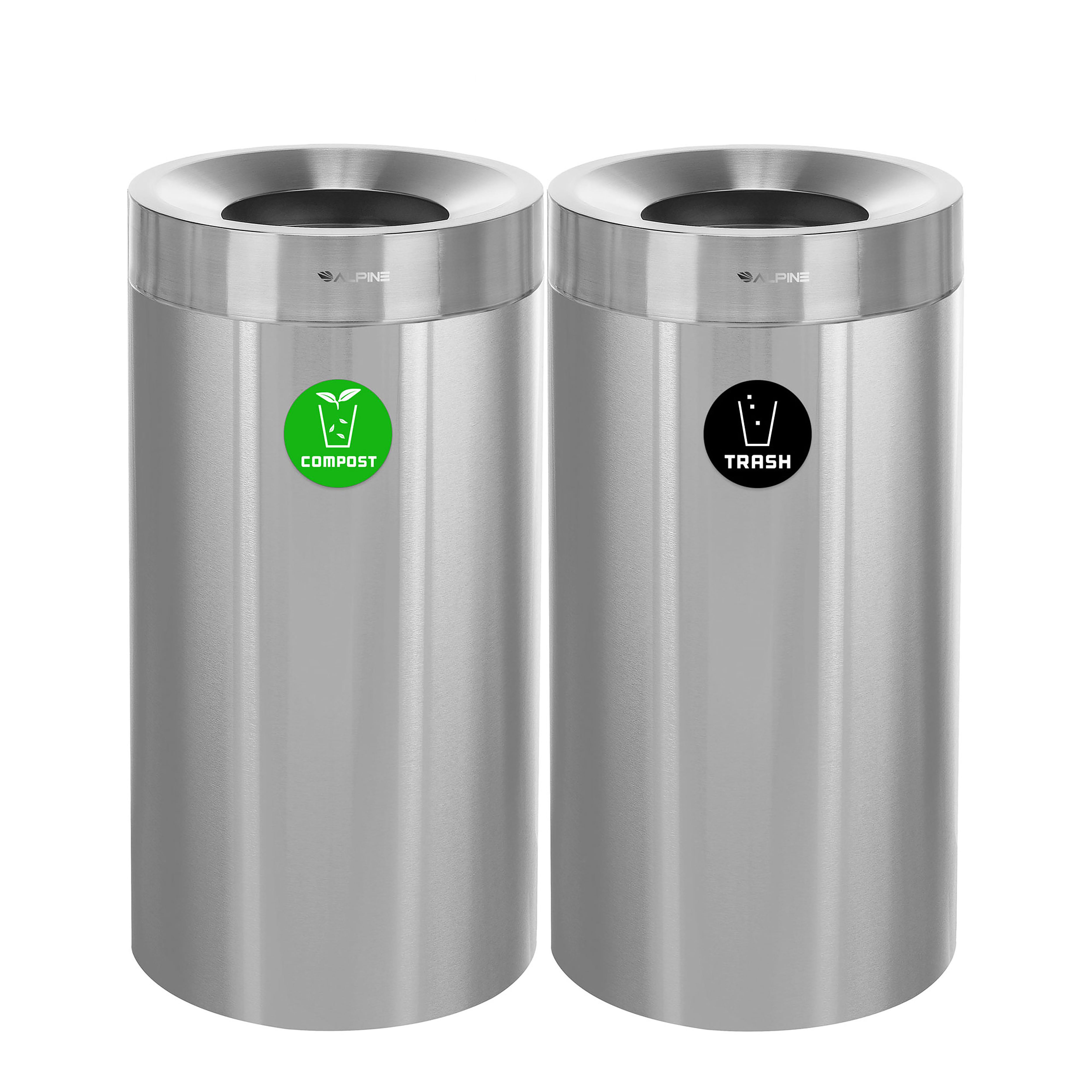 Winco PTCS-23G, 23 Gallon Gray Tall Square Plastic Trash Can