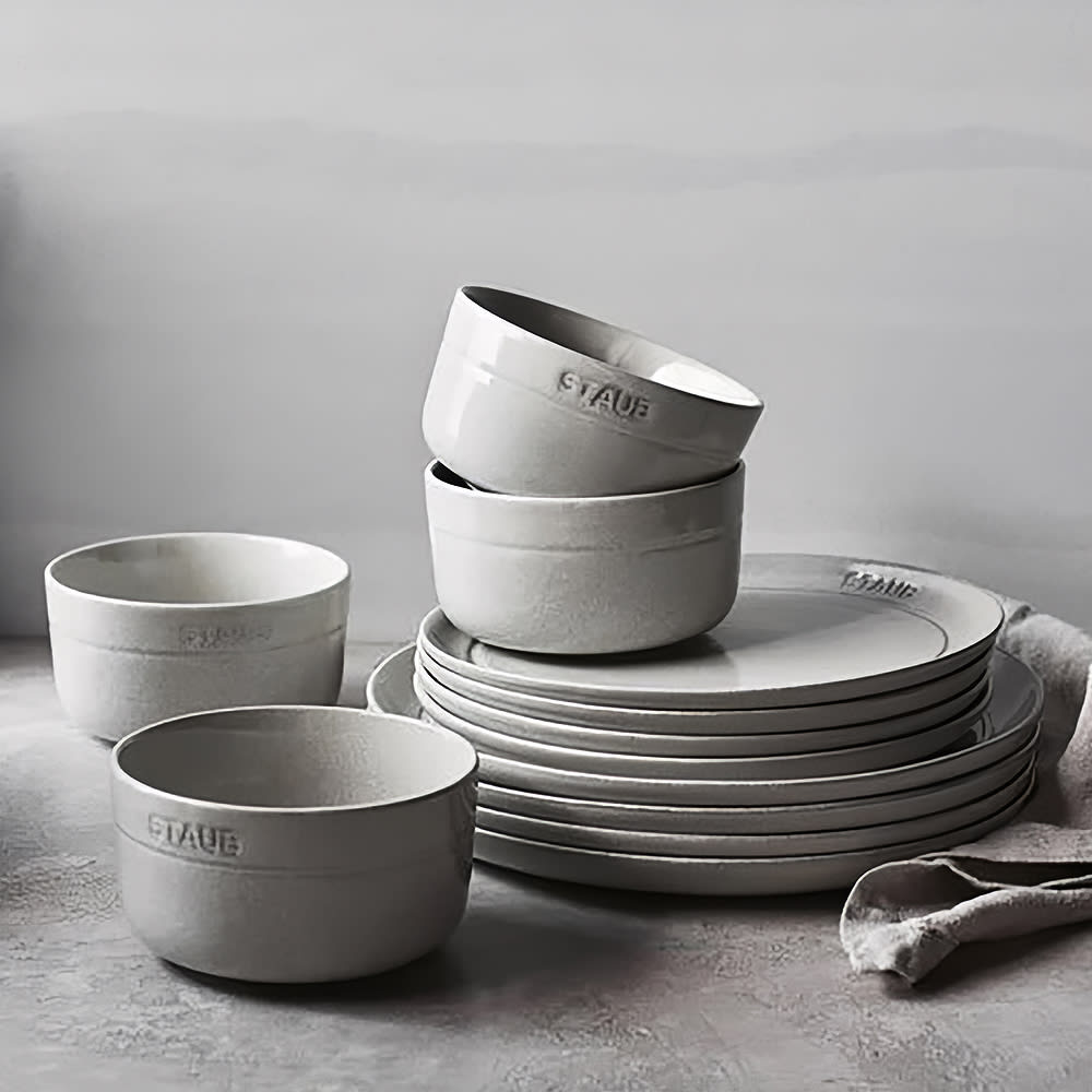 Staub 12 Piece Dinnerware Set - Ceramic, White Truffle (1021452)