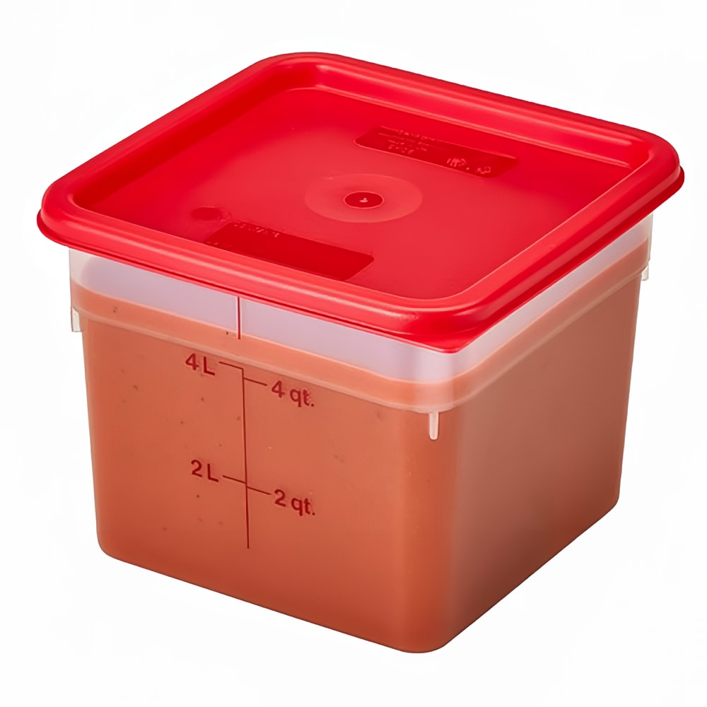 Cambro 6SFSPP190 Translucent Food Container with Lid, 6-Quart, Red