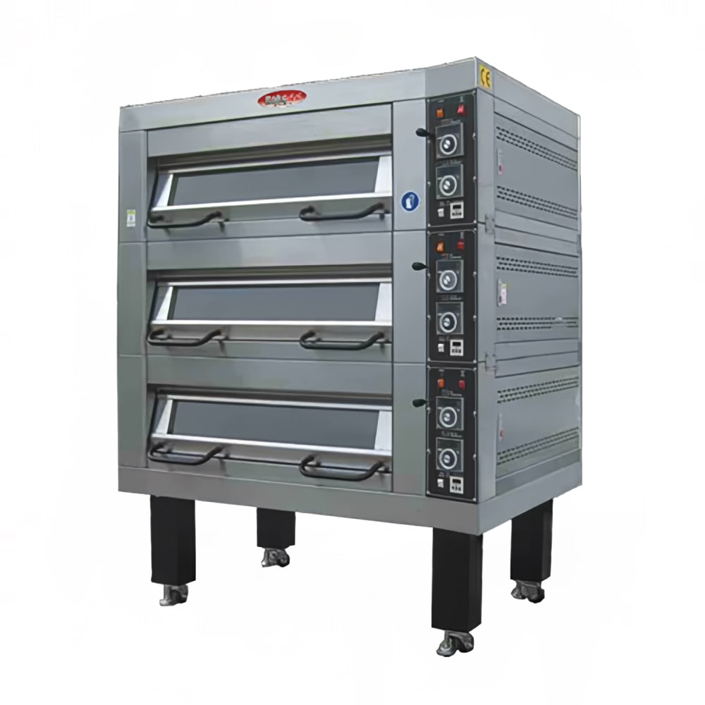 Bakemax BMSD003 Floor Model Triple Multi-Purpose Deck Oven - 220v