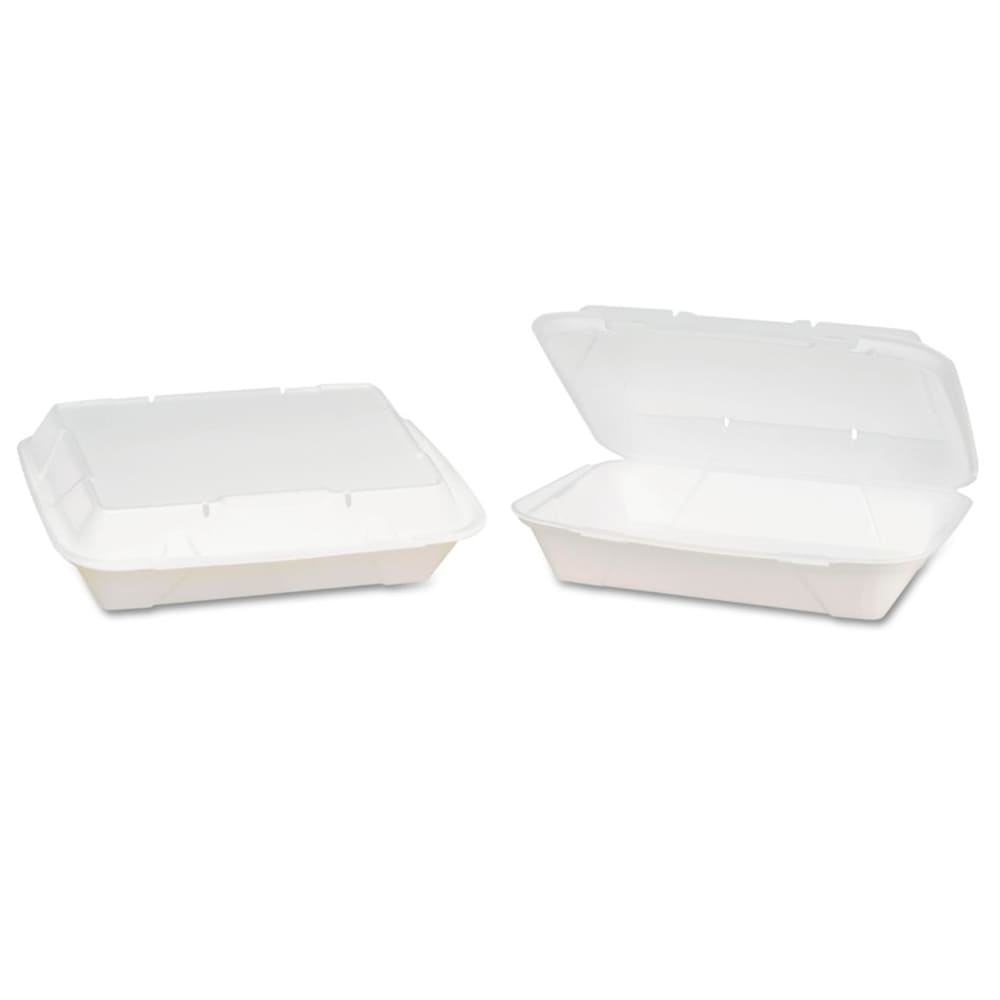 Genpak SN270 13 x 10 x 3 White Foam Container with Hinged Lid - 200/Case