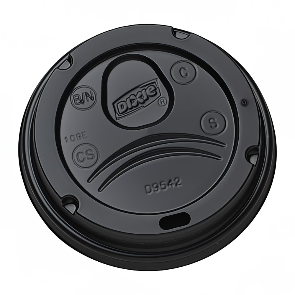Dixie D9542B Dome Lid for 10 oz to 20 oz PerfecTouch Hot Paper Cups -  Plastic, Black