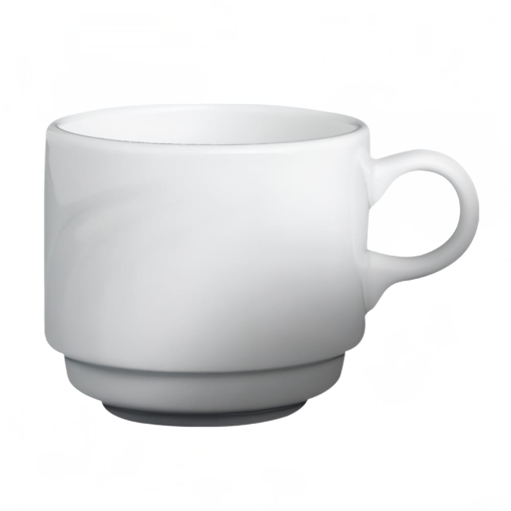 Cameo China 8 oz Bostonian Stackable Coffee Cup - Ceramic, White (301-80C)
