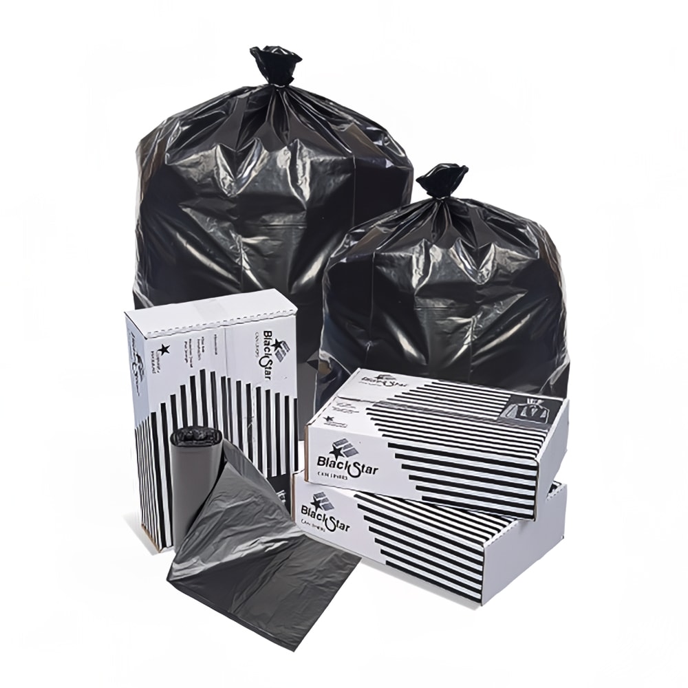 Pitt Plastics B76530XK 60 gal Black Star Trash Can Liner Bags - 58