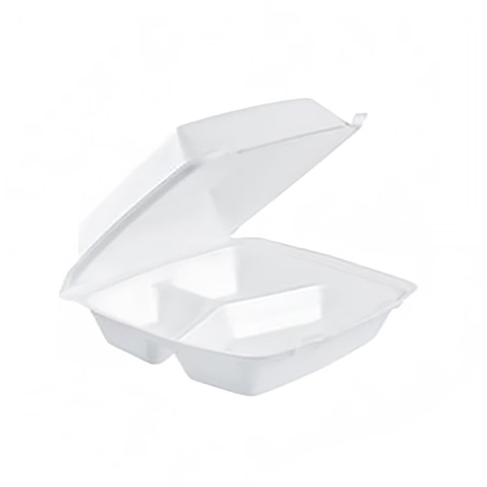 Dart 85HT3 3 Compartment Hinged Lid Food Container - 8 2/5
