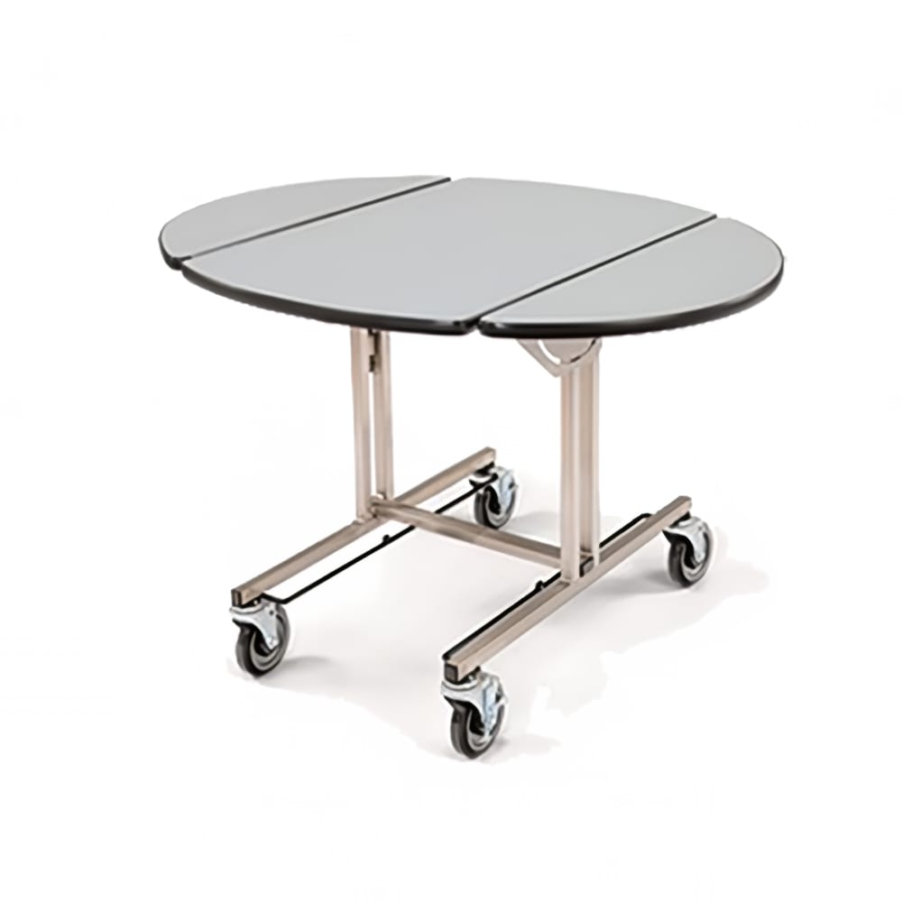 Forbes Industries Oval Room Service Table w/ (2) Tri Fold Drop Leaves - 36&quot;L x 43 1/2&quot;W, Laminate/Stainless Steel (4960)
