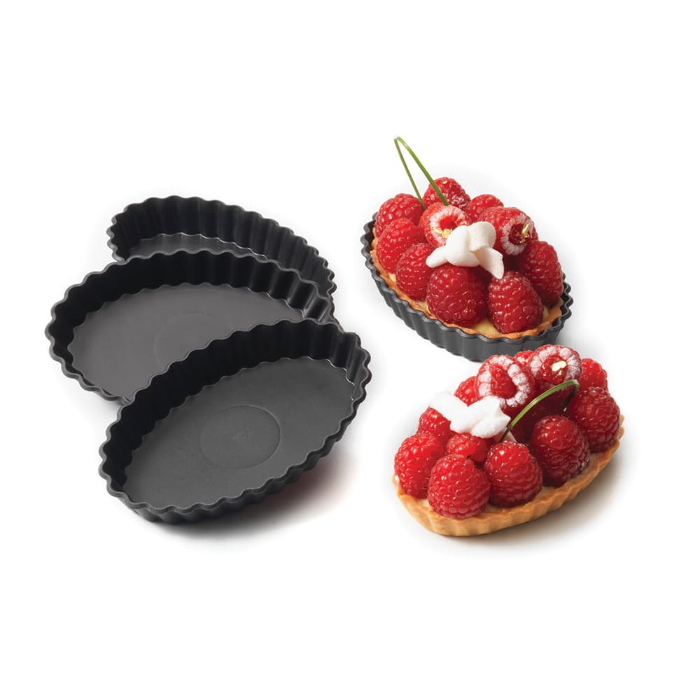 Tartlet Rectangular Matfer Bourgeat 345202 Exoglass® Rectangular Fluted Tartlet Mold - 4 1/ ...