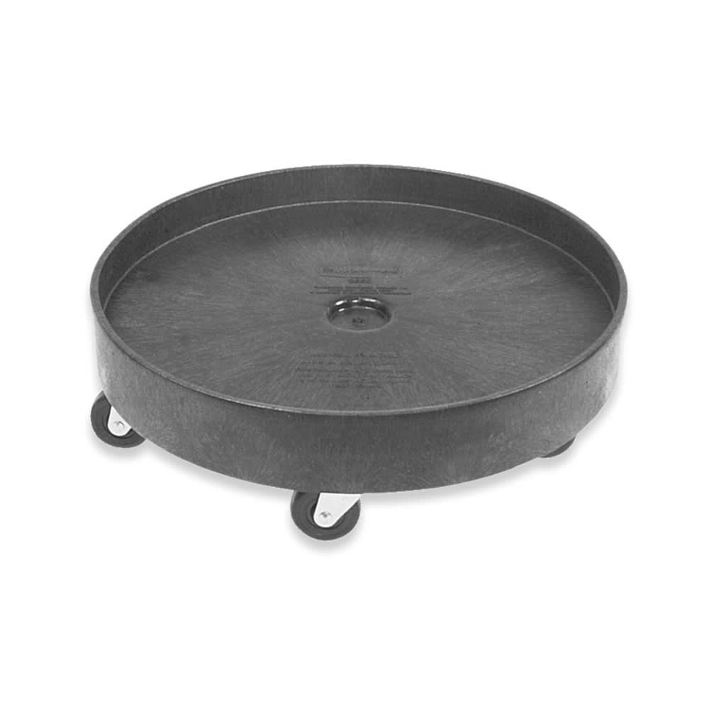 Rubbermaid FG265000BLA Round Plastic Trash Can Dolly w/ Flat
