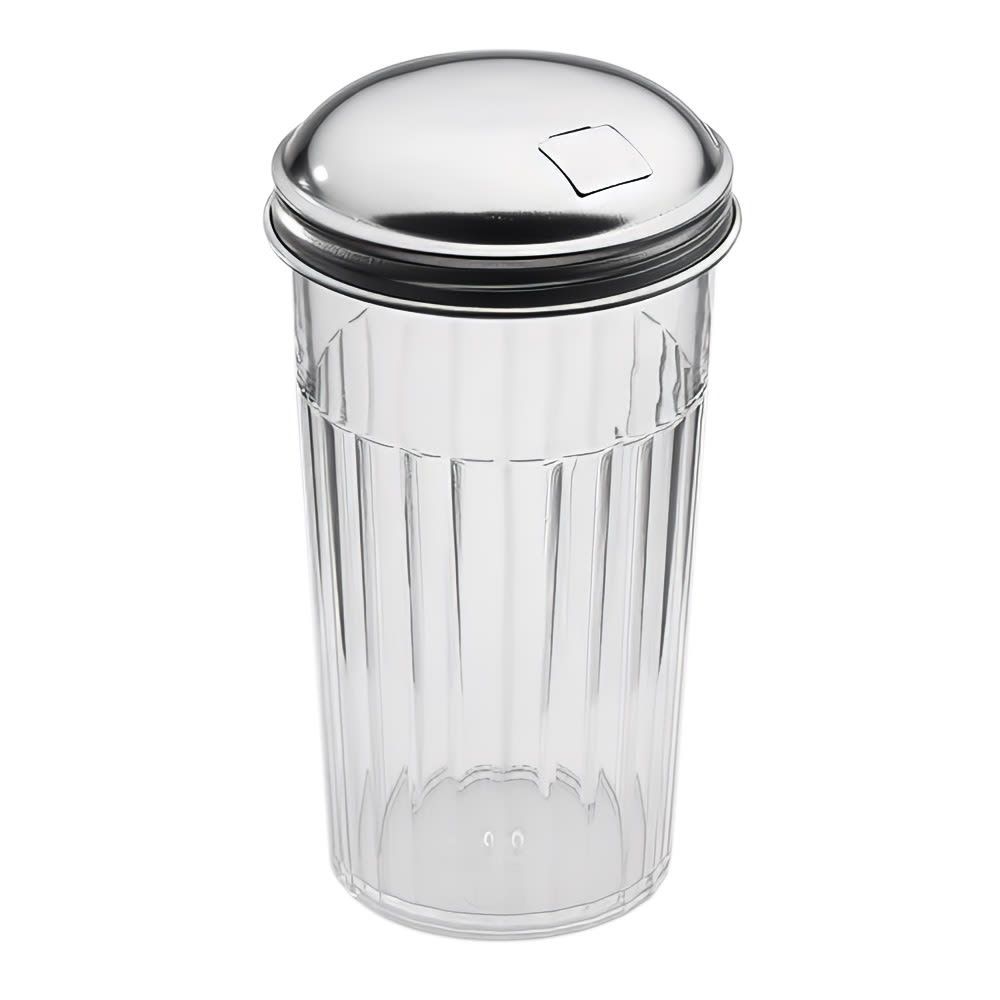 American Metalcraft 12 Oz Plastic Sugar Shaker With Lid - SAN Plastic Base & Stainless Steel Top