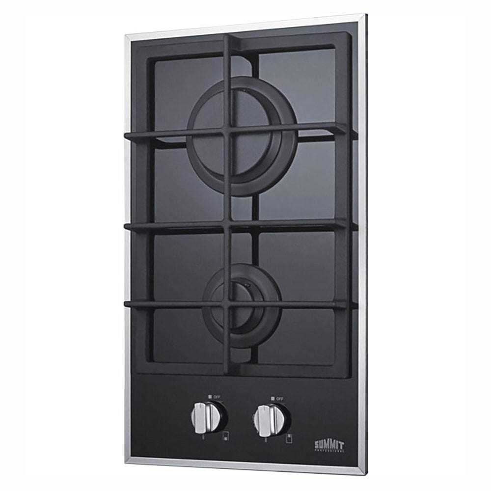 Summit GC2BGL Gas On Glass Cook Top w/ 2Sealed Burners, 11 x 18
