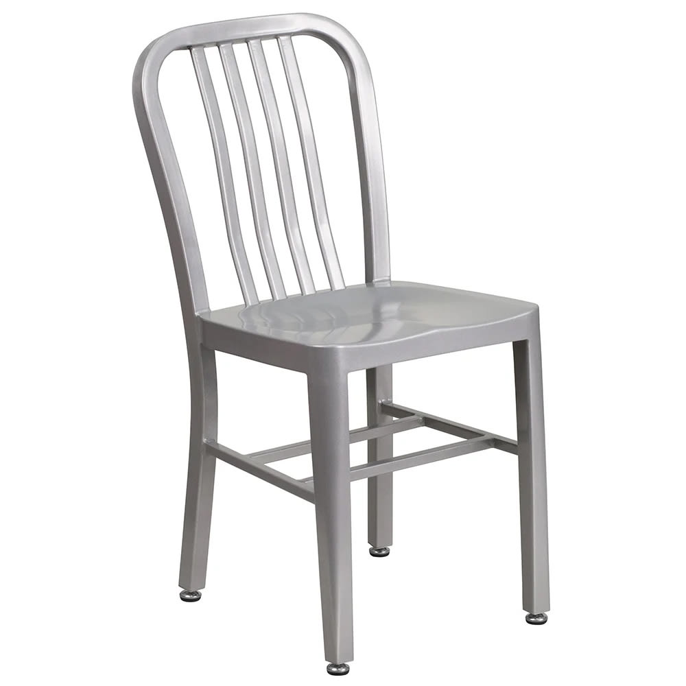 MoTak M086 Chair w/ Vertical Slat Back - Silver Powder Coated