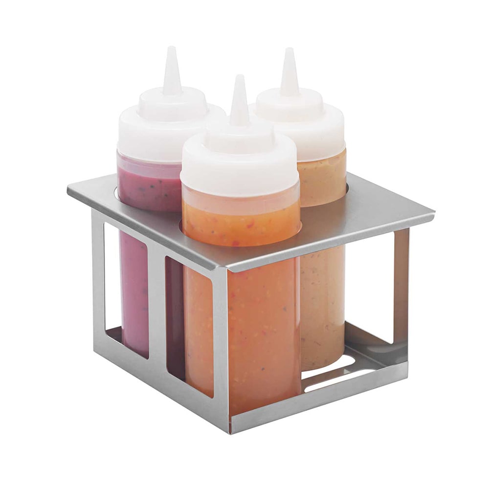 Server Squeeze Bottle Holder, Triple Unit w/ (3) 16 oz Bottles, SS
