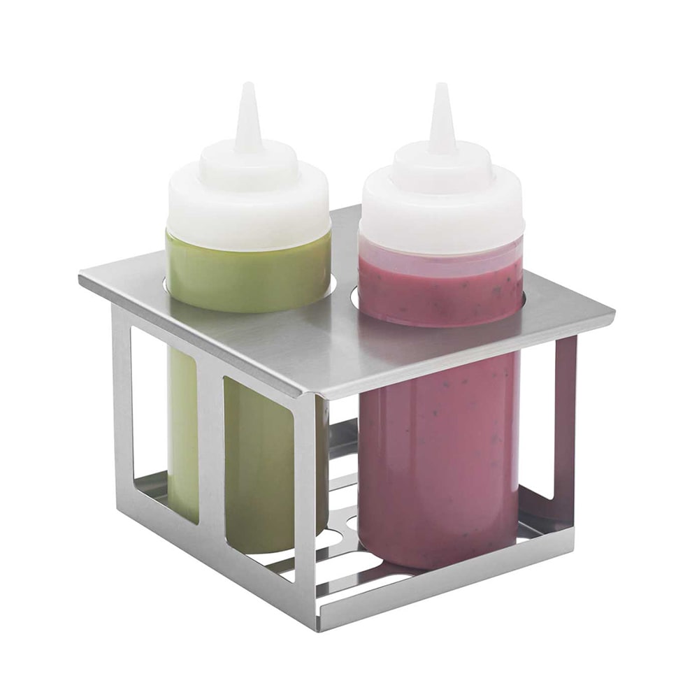 Server Squeeze Bottle Holder, Twin Unit w/ (2) 16 oz Bottles, SS