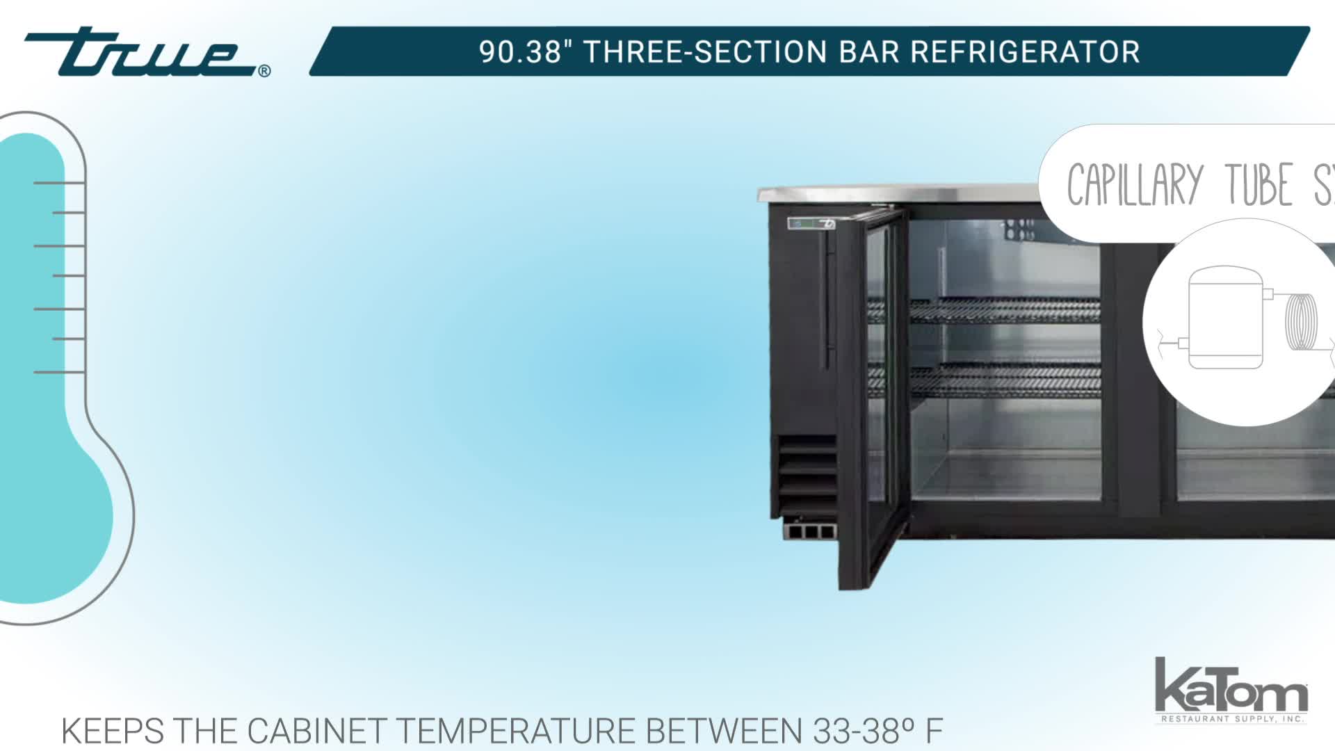 True Tbb 4g Hc Ld 90 3 8 Bar Refrigerator 3 Swinging Glass Doors Black 115v